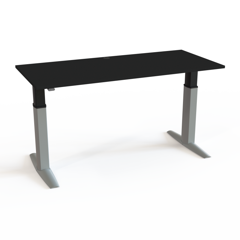 H&aelig;ve-/s&aelig;nkebord | 180x80 cm | Sort  med s&oslash;lv stel