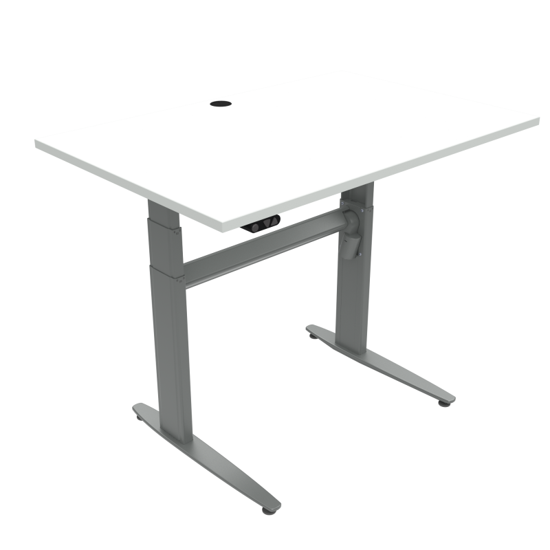 H&aelig;ve-/s&aelig;nkebord | 120x80 cm | Hvid med s&oslash;lv stel