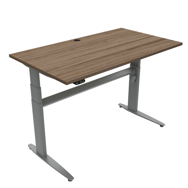 H&aelig;ve-/s&aelig;nkebord | 140x80 cm | Valn&oslash;d med s&oslash;lv stel