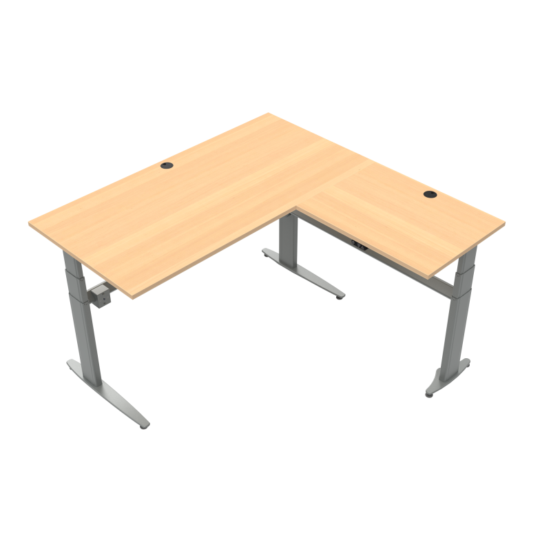 H&aelig;ve-/s&aelig;nkebord | 160x160 cm | B&oslash;g med s&oslash;lv stel