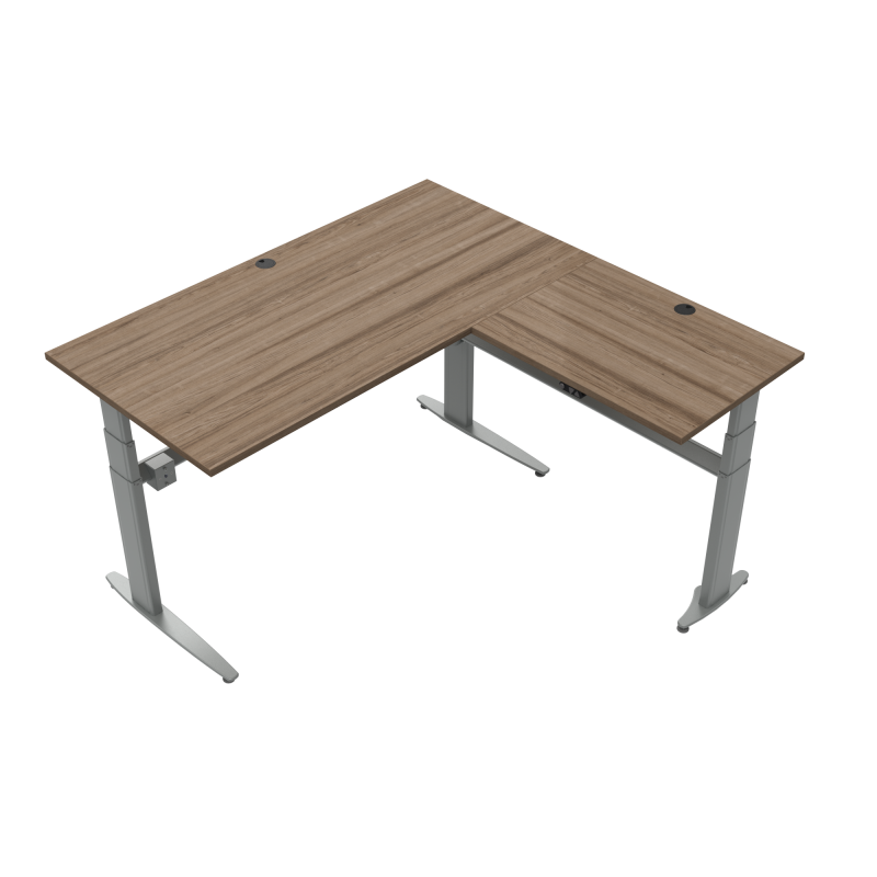 H&aelig;ve-/s&aelig;nkebord | 160x160 cm | Valn&oslash;d med s&oslash;lv stel