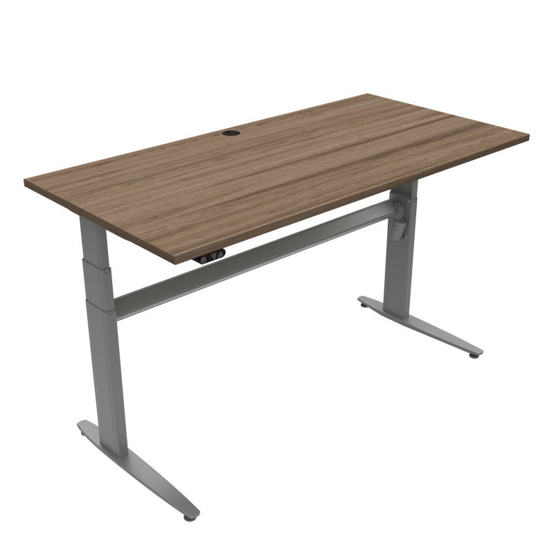 H&aelig;ve-/s&aelig;nkebord | 160x80 cm | Valn&oslash;d med s&oslash;lv stel