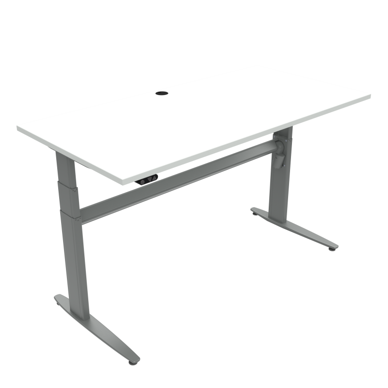 H&aelig;ve-/s&aelig;nkebord | 160x80 cm | Hvid med s&oslash;lv stel