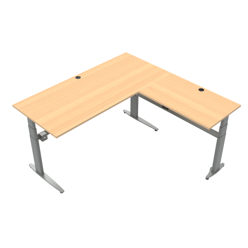 H&aelig;ve-/s&aelig;nkebord | 180x180 cm | B&oslash;g med s&oslash;lv stel