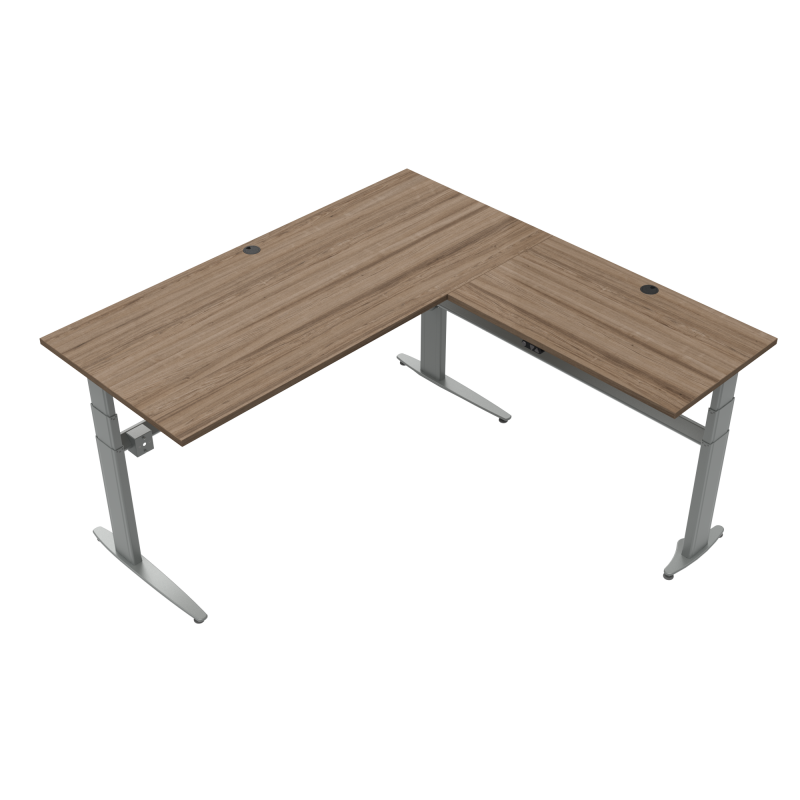 H&aelig;ve-/s&aelig;nkebord | 180x180 cm | Valn&oslash;d med s&oslash;lv stel
