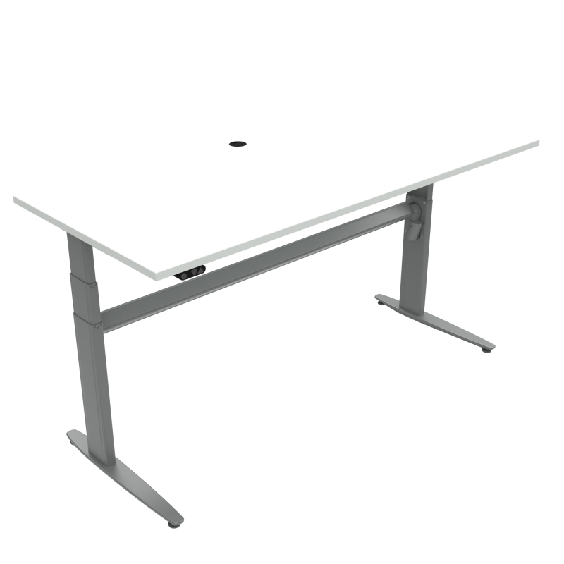 H&aelig;ve-/s&aelig;nkebord | 180x80 cm | Hvid med s&oslash;lv stel