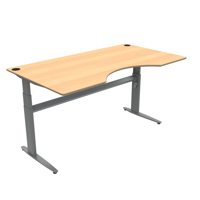 H&aelig;ve-/s&aelig;nkebord | 180x100 cm | B&oslash;g med s&oslash;lv stel