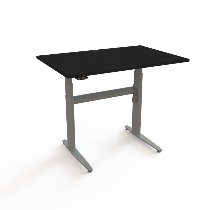 H&aelig;ve-/s&aelig;nkebord | 120x80 cm | Sort  med s&oslash;lv stel