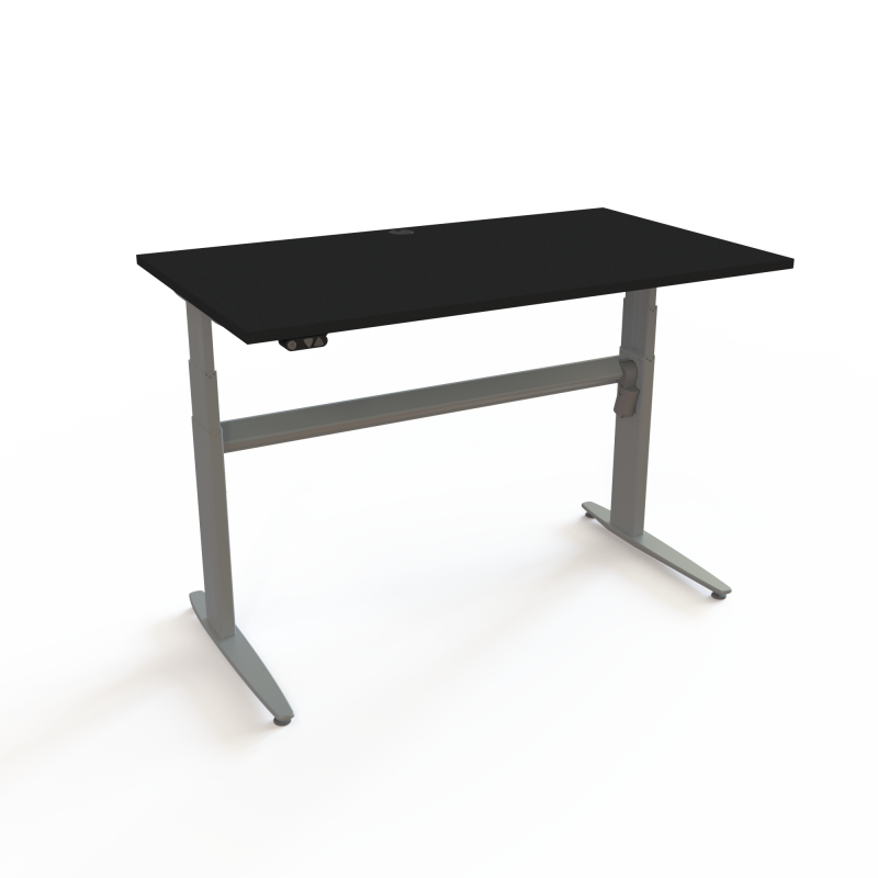 H&aelig;ve-/s&aelig;nkebord | 140x80 cm | Sort  med s&oslash;lv stel