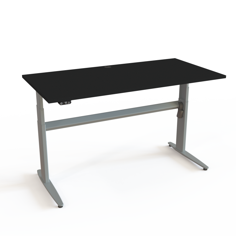 H&aelig;ve-/s&aelig;nkebord | 160x80 cm | Sort  med s&oslash;lv stel