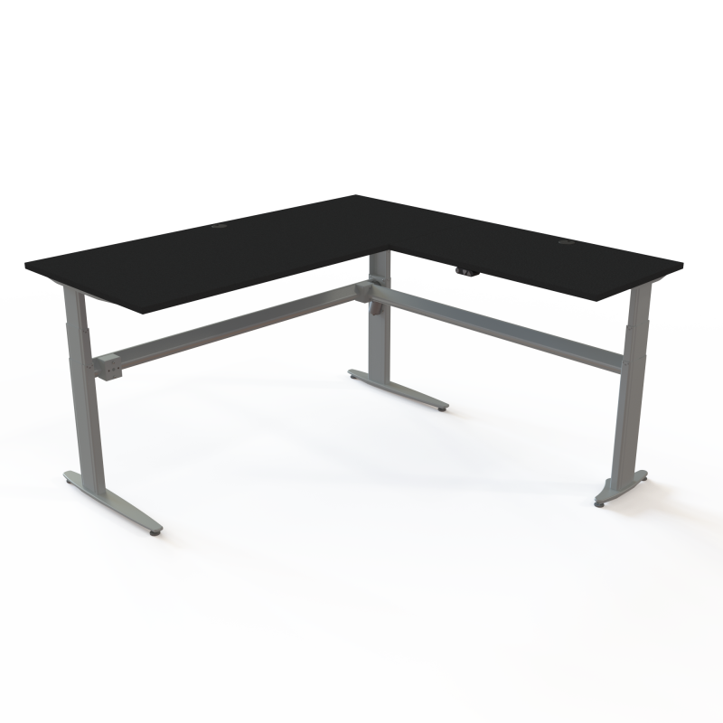 H&aelig;ve-/s&aelig;nkebord | 180x180 cm | Sort  med s&oslash;lv stel