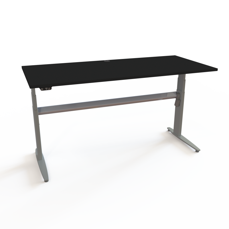 H&aelig;ve-/s&aelig;nkebord | 180x80 cm | Sort  med s&oslash;lv stel