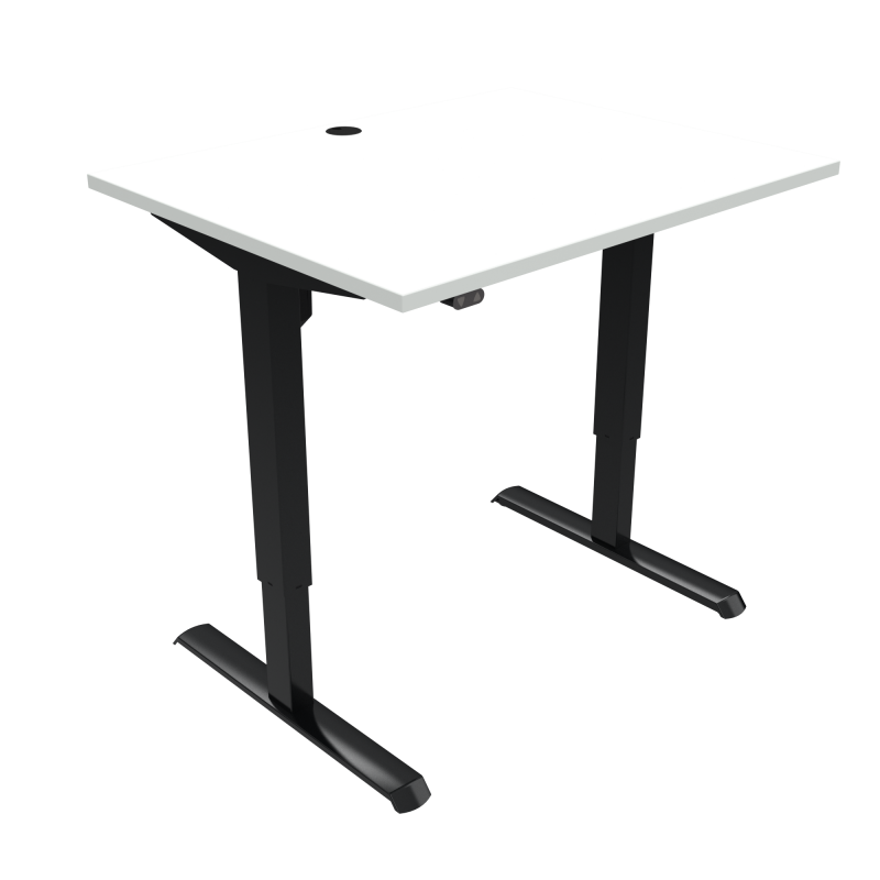 H&aelig;ve-/s&aelig;nkebord | 100x80 cm | Hvid med sort stel
