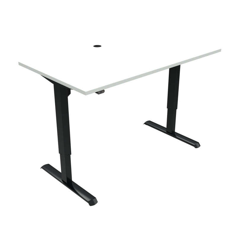 H&aelig;ve-/s&aelig;nkebord | 140x80 cm | Hvid med sort stel