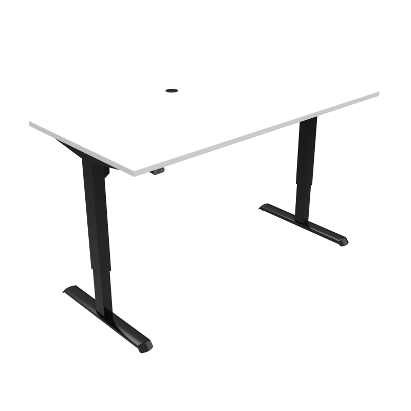 H&aelig;ve-/s&aelig;nkebord | 160x80 cm | Hvid med sort stel