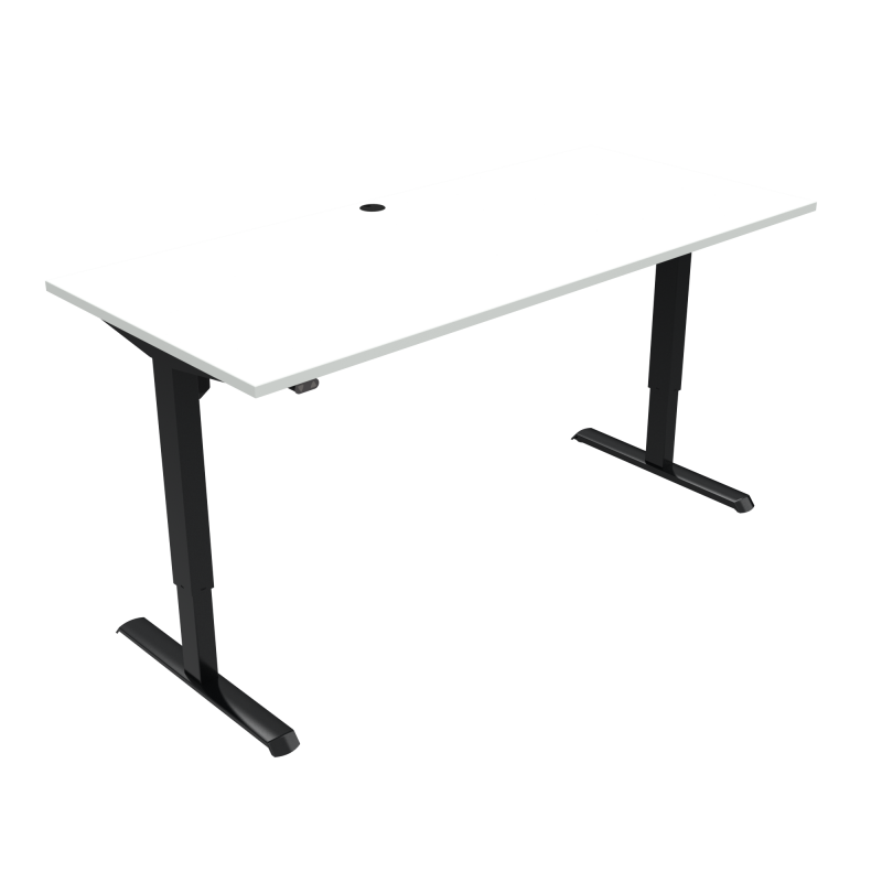 H&aelig;ve-/s&aelig;nkebord | 180x80 cm | Hvid med sort stel