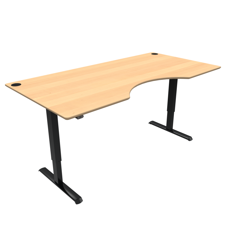 H&aelig;ve-/s&aelig;nkebord | 200x100 cm | B&oslash;g med sort stel