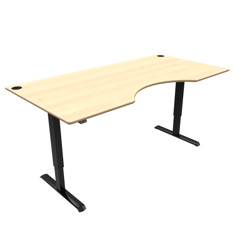 H&aelig;ve-/s&aelig;nkebord | 200x100 cm | Ahorn med sort stel
