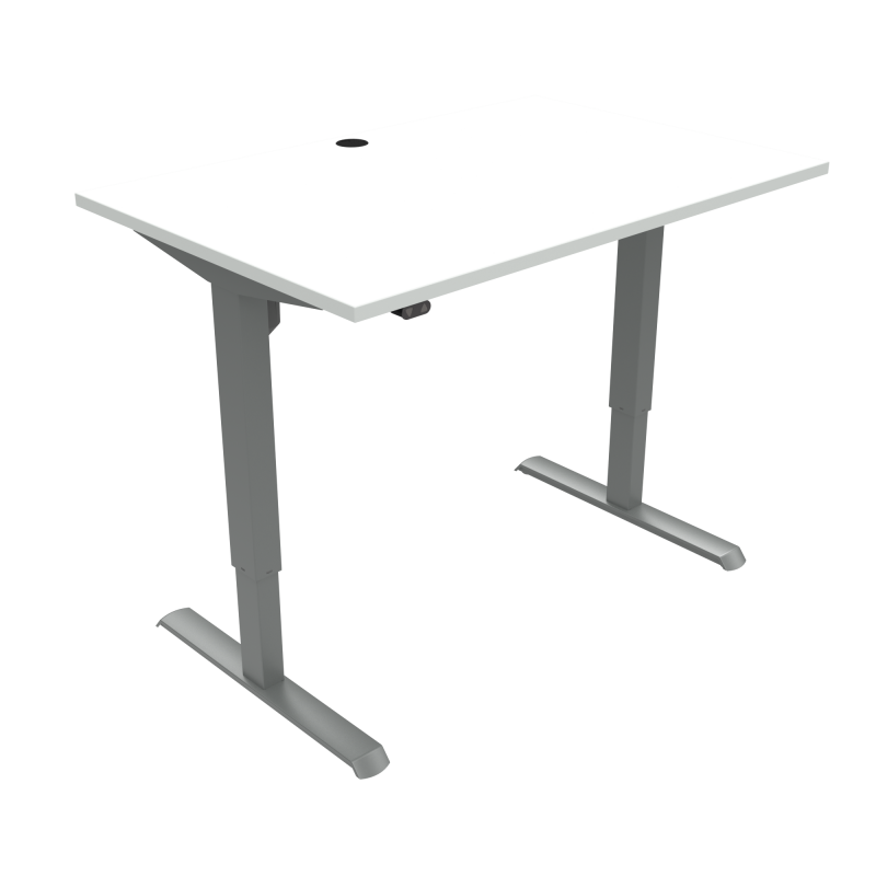 H&aelig;ve-/s&aelig;nkebord | 120x80 cm | Hvid med s&oslash;lv stel