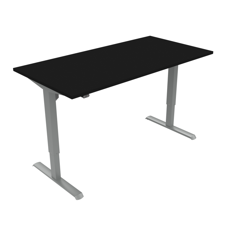 H&aelig;ve-/s&aelig;nkebord | 160x80 cm | Sort  med s&oslash;lv stel