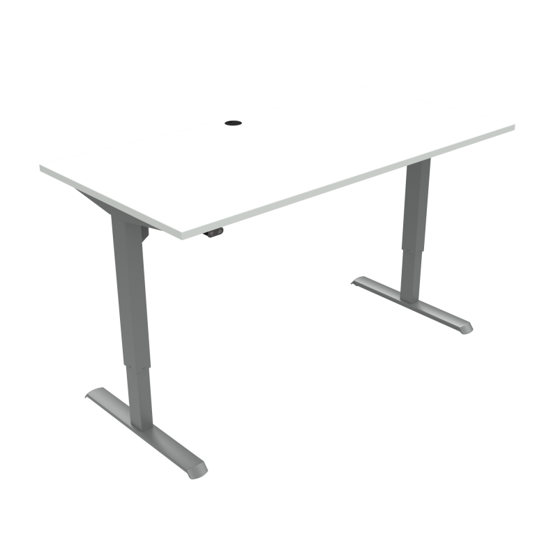 H&aelig;ve-/s&aelig;nkebord | 160x80 cm | Hvid med s&oslash;lv stel