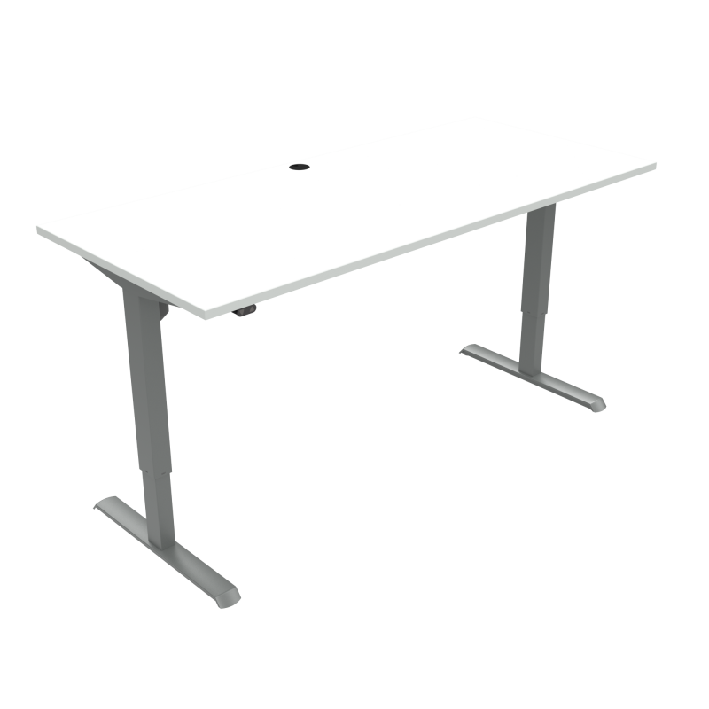 H&aelig;ve-/s&aelig;nkebord | 180x80 cm | Hvid med s&oslash;lv stel