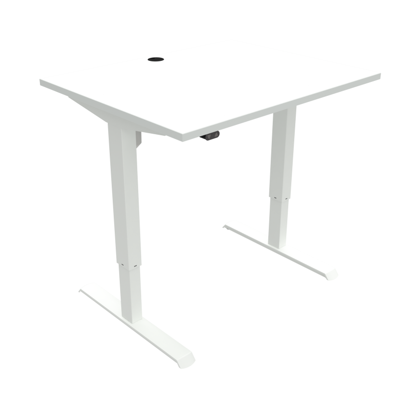 H&aelig;ve-/s&aelig;nkebord | 100x80 cm | Hvid med hvidt stel
