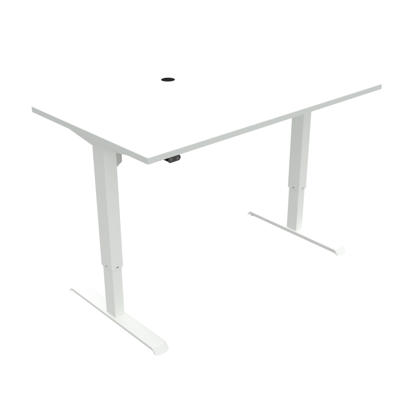 H&aelig;ve-/s&aelig;nkebord | 140x80 cm | Hvid med hvidt stel