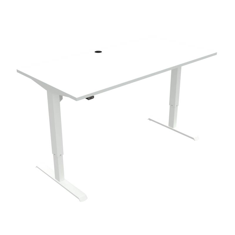 H&aelig;ve-/s&aelig;nkebord | 160x80 cm | Hvid med hvidt stel