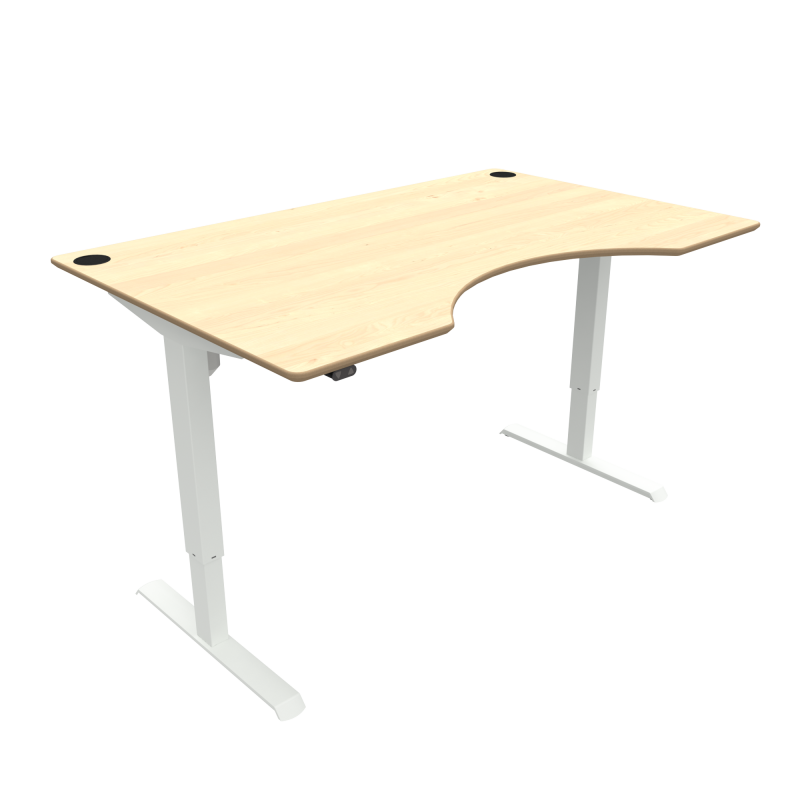 H&aelig;ve-/s&aelig;nkebord | 160x100 cm | Ahorn med hvidt stel