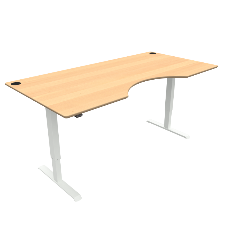 H&aelig;ve-/s&aelig;nkebord | 200x100 cm | B&oslash;g med hvidt stel