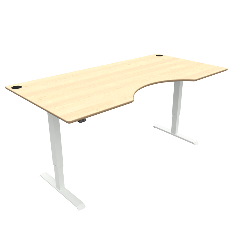 H&aelig;ve-/s&aelig;nkebord | 200x100 cm | Ahorn med hvidt stel