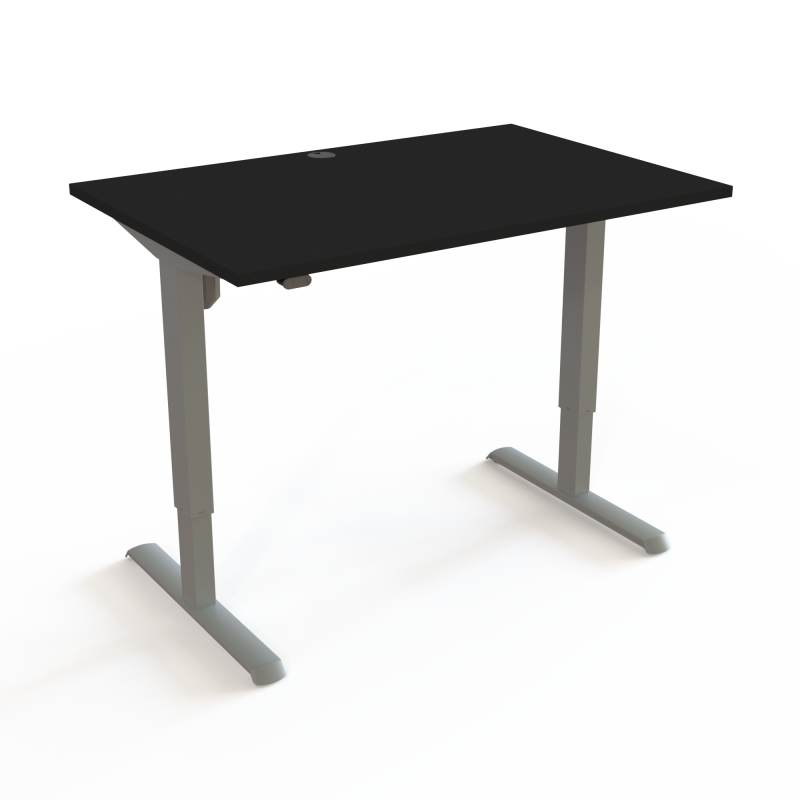 H&aelig;ve-/s&aelig;nkebord | 120x80 cm | Sort  med s&oslash;lv stel