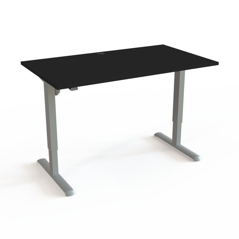H&aelig;ve-/s&aelig;nkebord | 140x80 cm | Sort  med s&oslash;lv stel