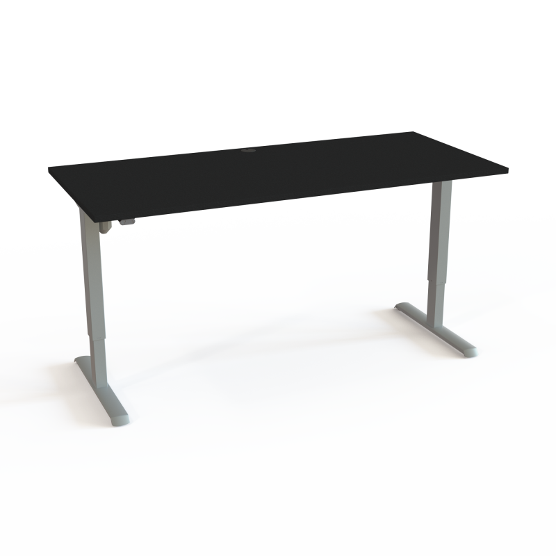 H&aelig;ve-/s&aelig;nkebord | 180x80 cm | Sort  med s&oslash;lv stel