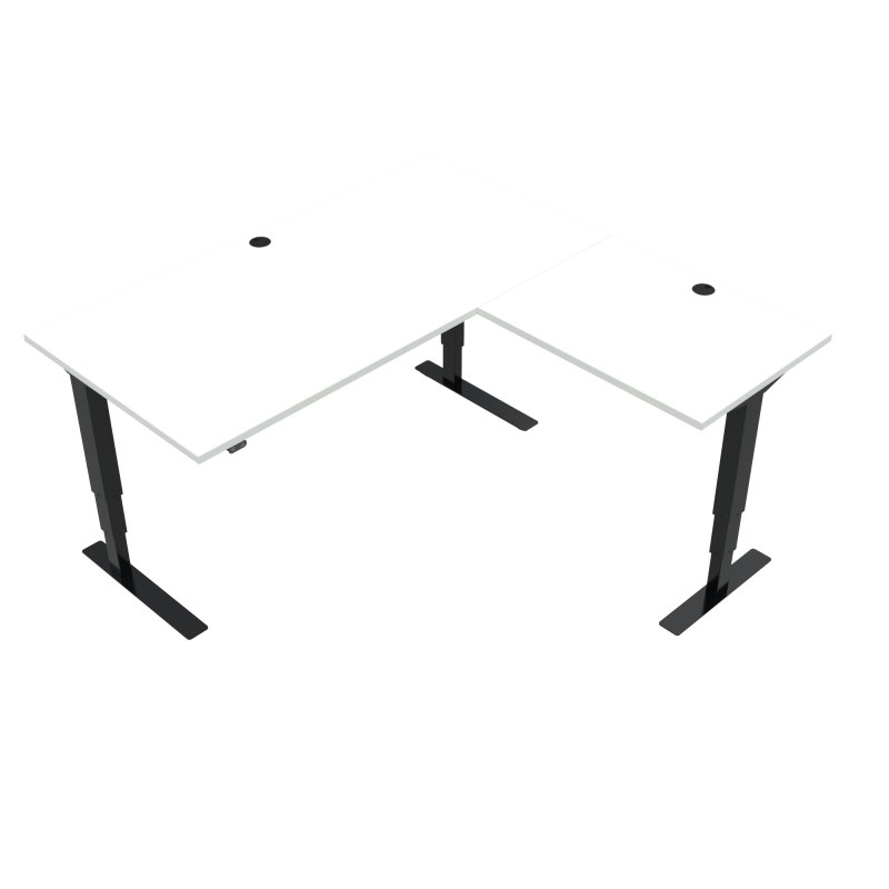 H&aelig;ve-/s&aelig;nkebord | 160x160 cm | Hvid med sort stel