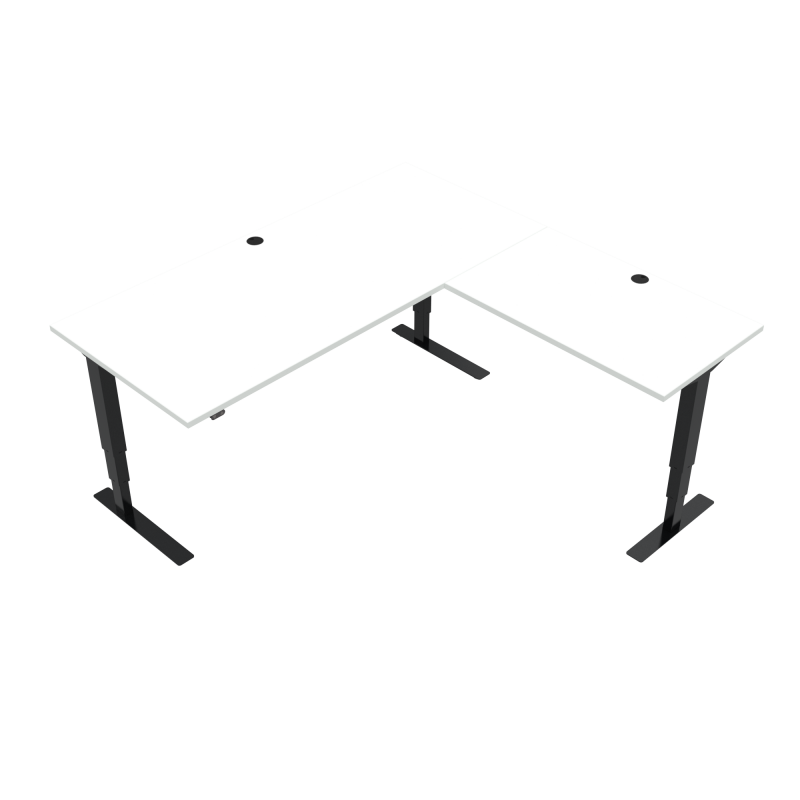 H&aelig;ve-/s&aelig;nkebord | 180x180 cm | Hvid med sort stel