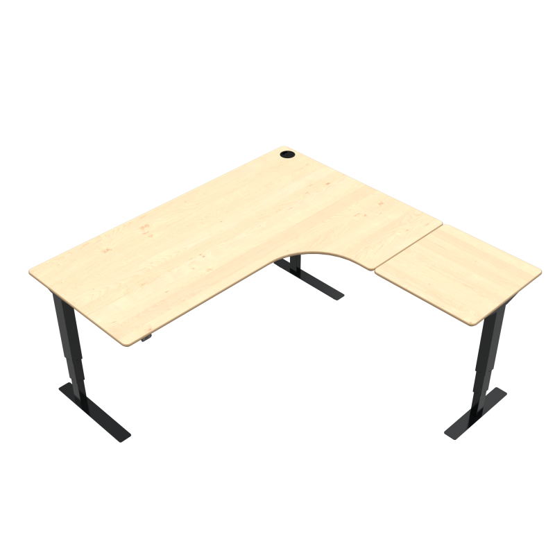 H&aelig;ve-/s&aelig;nkebord | 180x180 cm | Ahorn med sort stel