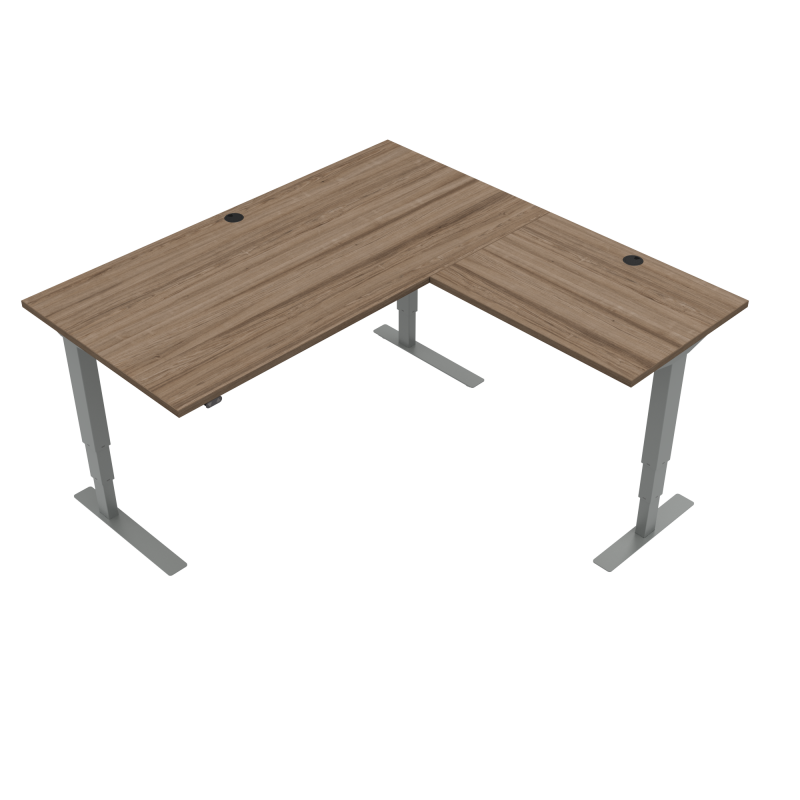 H&aelig;ve-/s&aelig;nkebord | 160x160 cm | Valn&oslash;d med s&oslash;lv stel