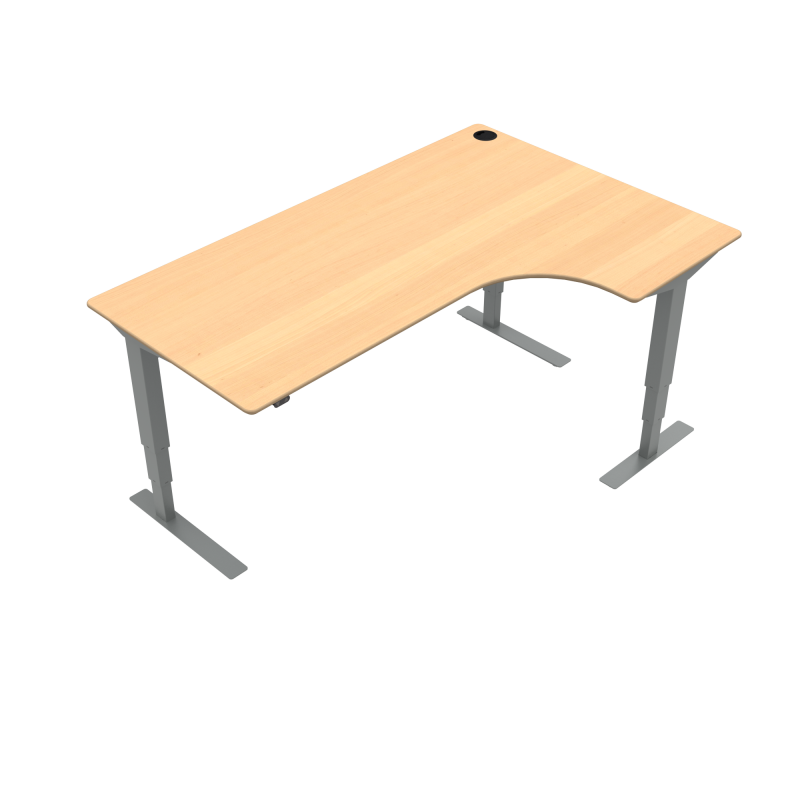 H&aelig;ve-/s&aelig;nkebord | 180x120 cm | B&oslash;g med s&oslash;lv stel