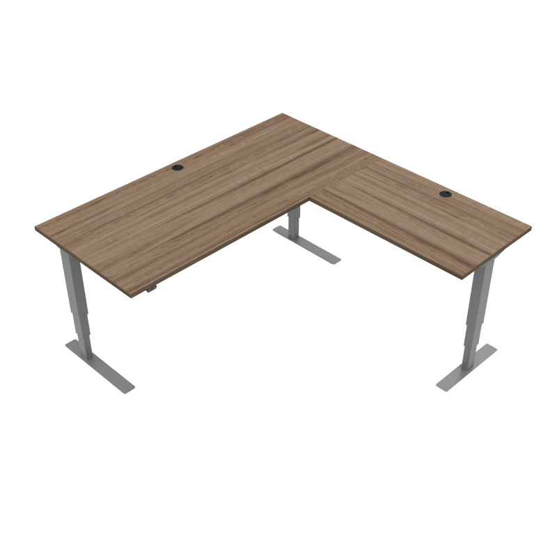 H&aelig;ve-/s&aelig;nkebord | 180x180 cm | Valn&oslash;d med s&oslash;lv stel