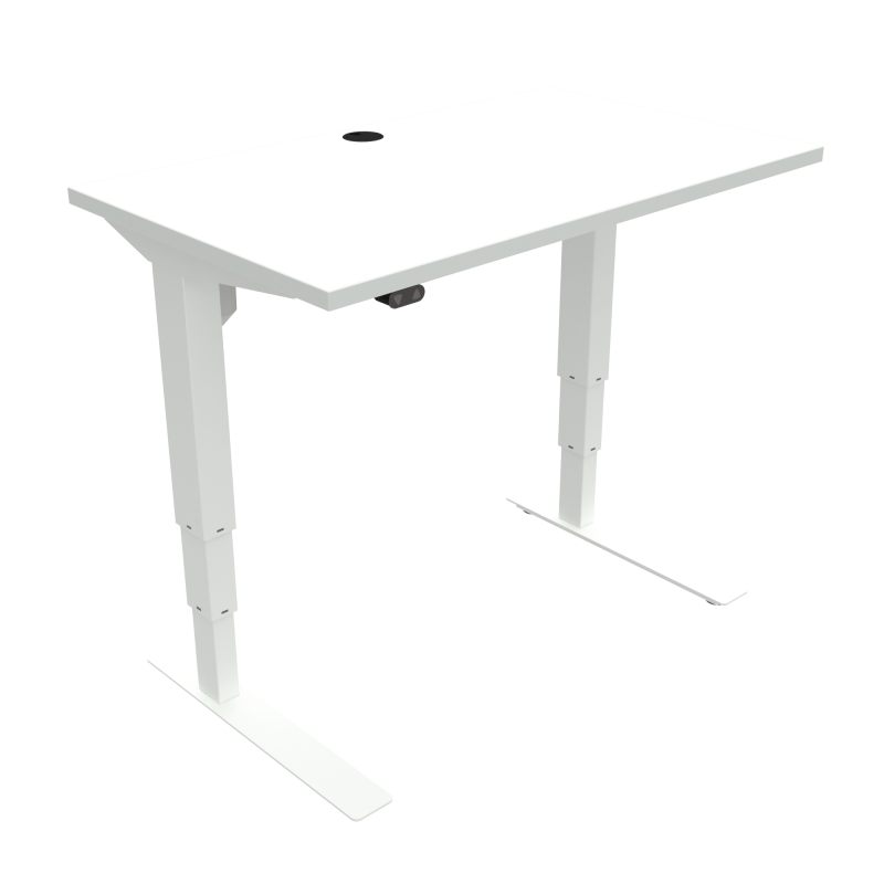 H&aelig;ve-/s&aelig;nkebord | 100x60 cm | Hvid med hvidt stel