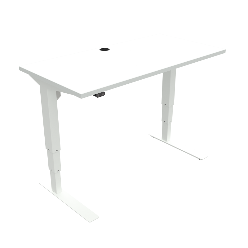 H&aelig;ve-/s&aelig;nkebord | 120x60 cm | Hvid med hvidt stel