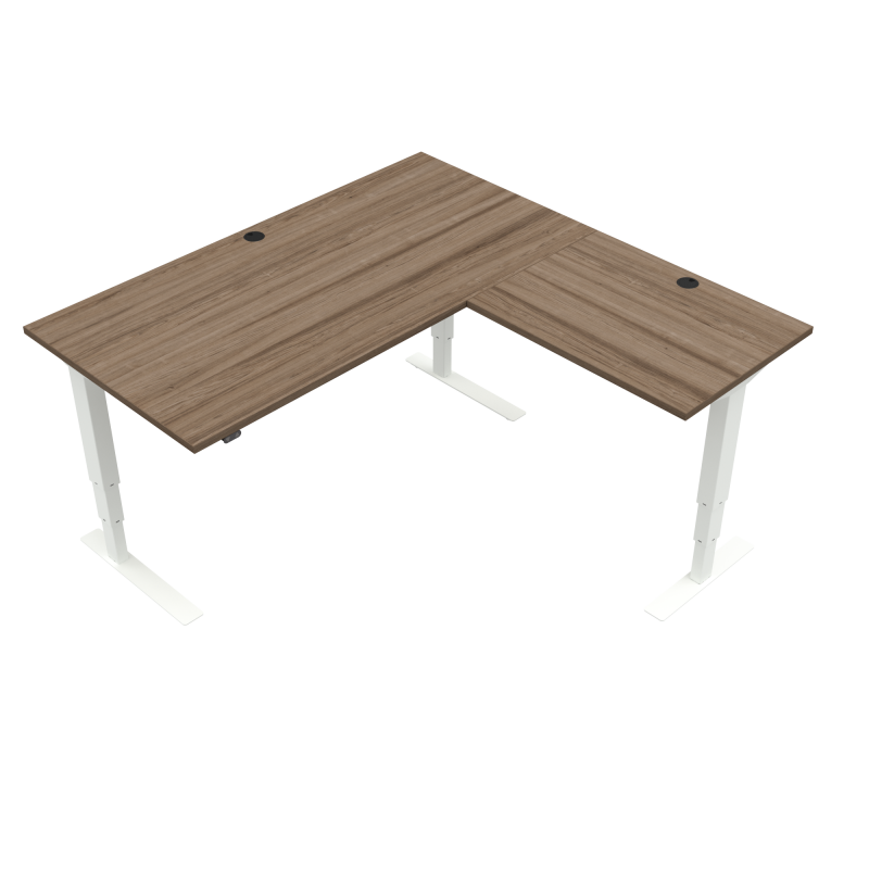 H&aelig;ve-/s&aelig;nkebord | 160x160 cm | Valn&oslash;d med hvidt stel
