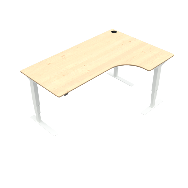 H&aelig;ve-/s&aelig;nkebord | 180x120 cm | Ahorn med hvidt stel