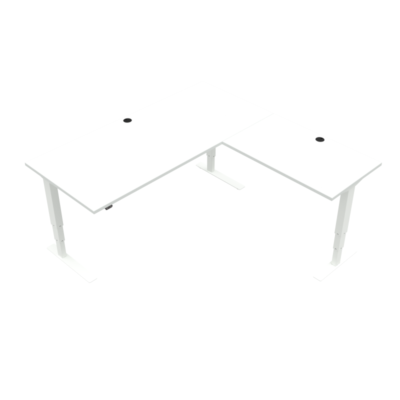 H&aelig;ve-/s&aelig;nkebord | 180x180 cm | Hvid med hvidt stel