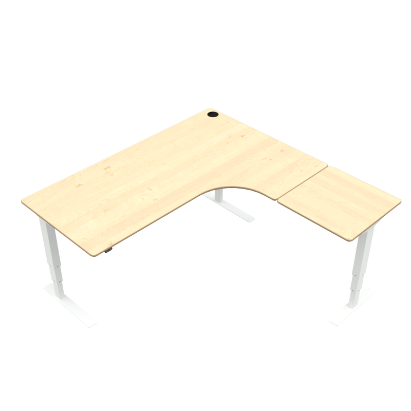 H&aelig;ve-/s&aelig;nkebord | 180x180 cm | Ahorn med hvidt stel