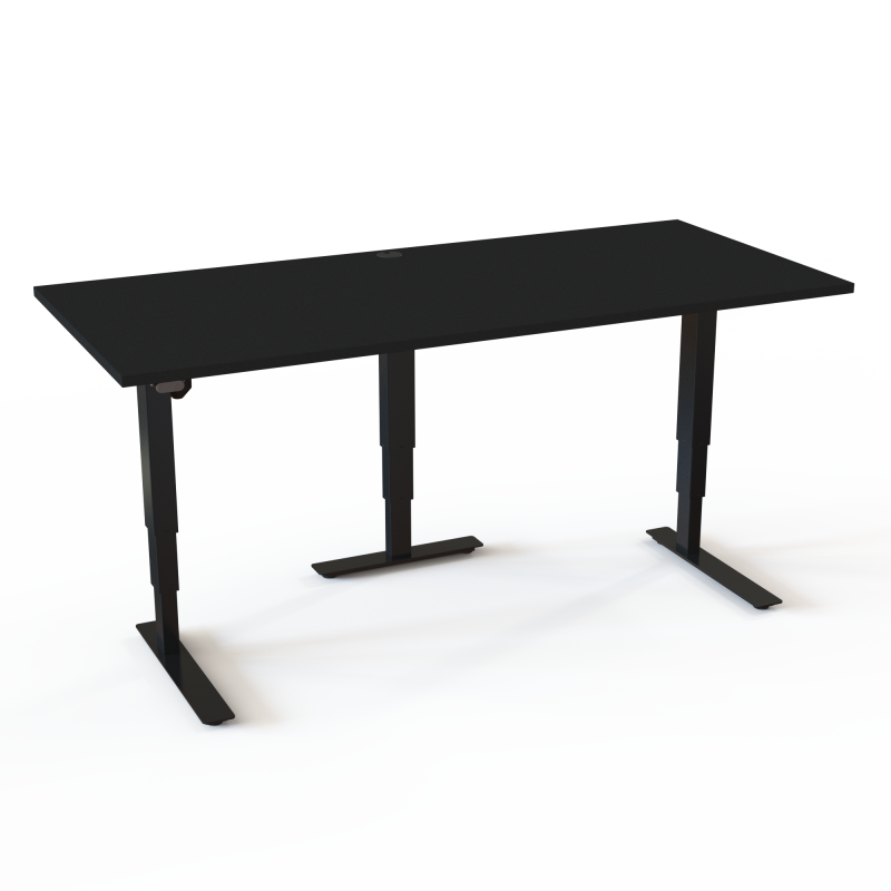 H&aelig;ve-/s&aelig;nkebord | 180x80 cm | Sort  med sort stel