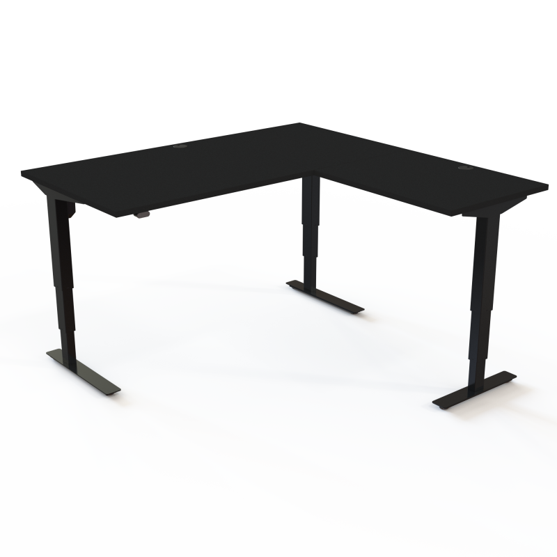 H&aelig;ve-/s&aelig;nkebord | 160x160 cm | Sort  med sort stel