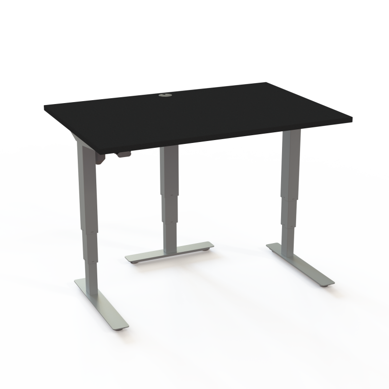 H&aelig;ve-/s&aelig;nkebord | 120x80 cm | Sort  med s&oslash;lv stel